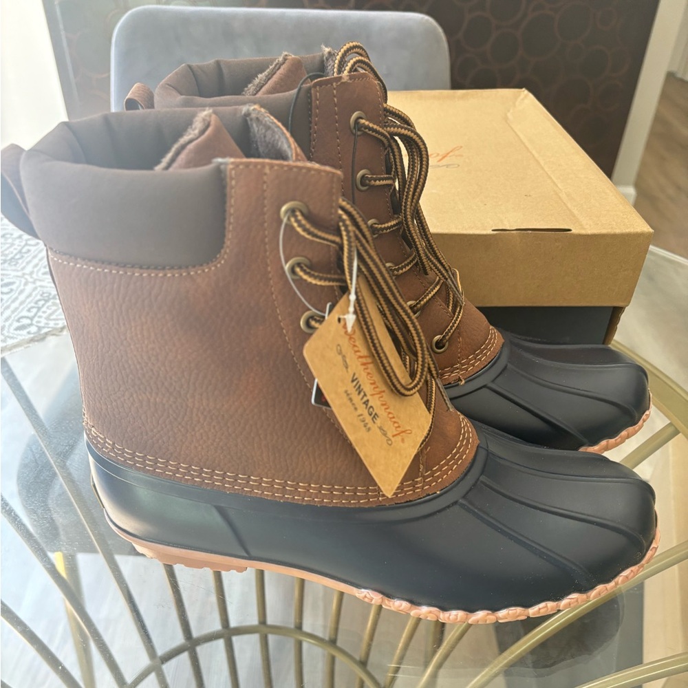 MENS BOOTS ADAM II TAN/ NAVY COLOR SIZE WEATHERPROOF 13M